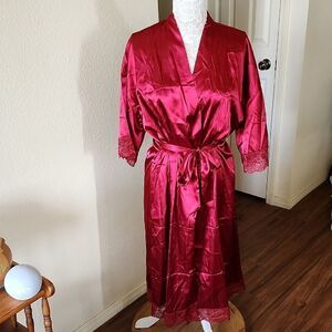 New  Wedding Night Satin Red Robe